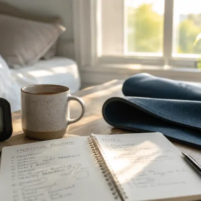 Illustration réaliste des morning routines des réseaux sociaux et de leur décalage avec la vraie vie