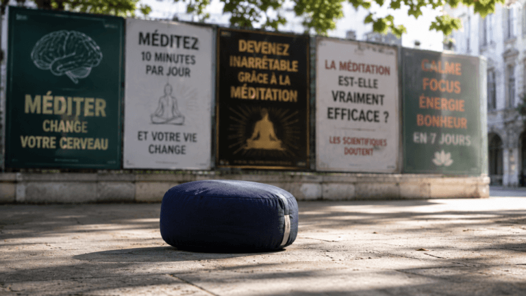 Illustration réaliste montrant pourquoi la méditation est souvent mal expliquée sur internet