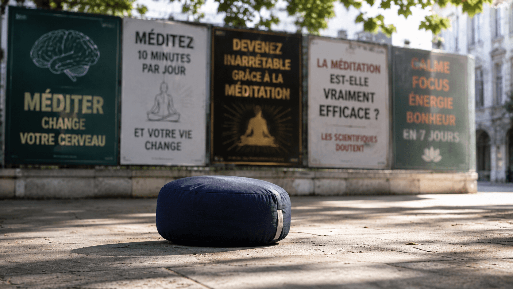 Illustration réaliste montrant pourquoi la méditation est souvent mal expliquée sur internet