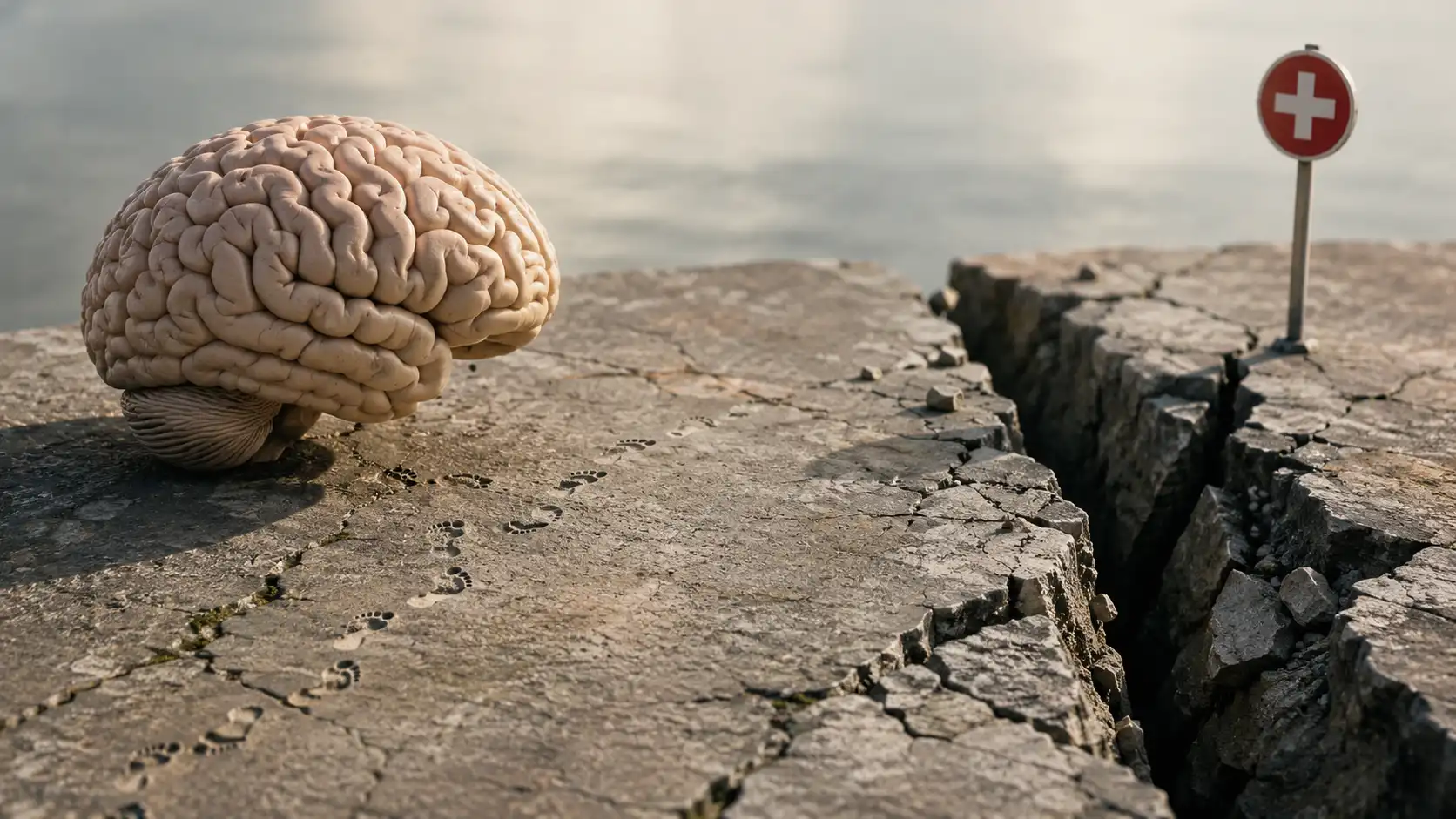 Illustration réaliste du cerveau humain préférant réagir aux problèmes plutôt que les prévenir.